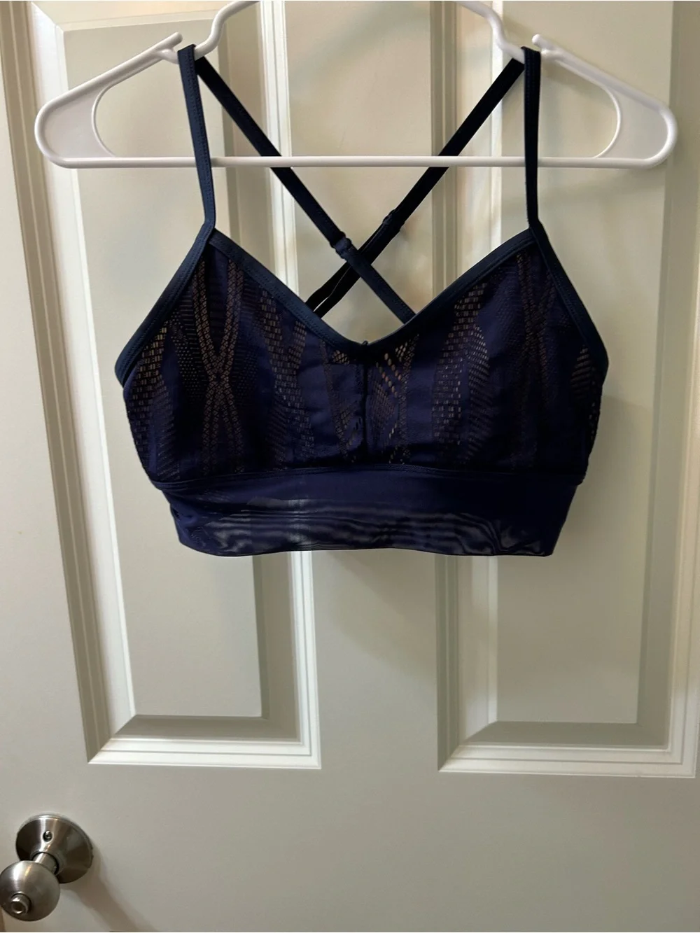 ALO Yoga Navy Lace-Detail Sports Bralette Size Small